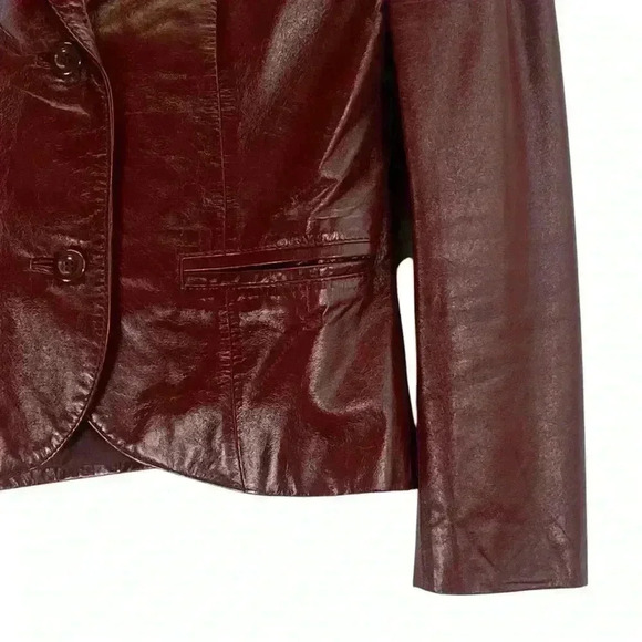 Vintage Women’s Genuine Leather Blazer Jacket. Size 5/6. Chestnut brown. - Picture 6 of 16